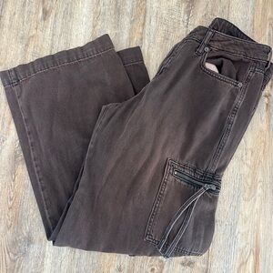 wild fable Brown Relaxed Boyfriend Jeans with Side Zip Pocket Cargo
